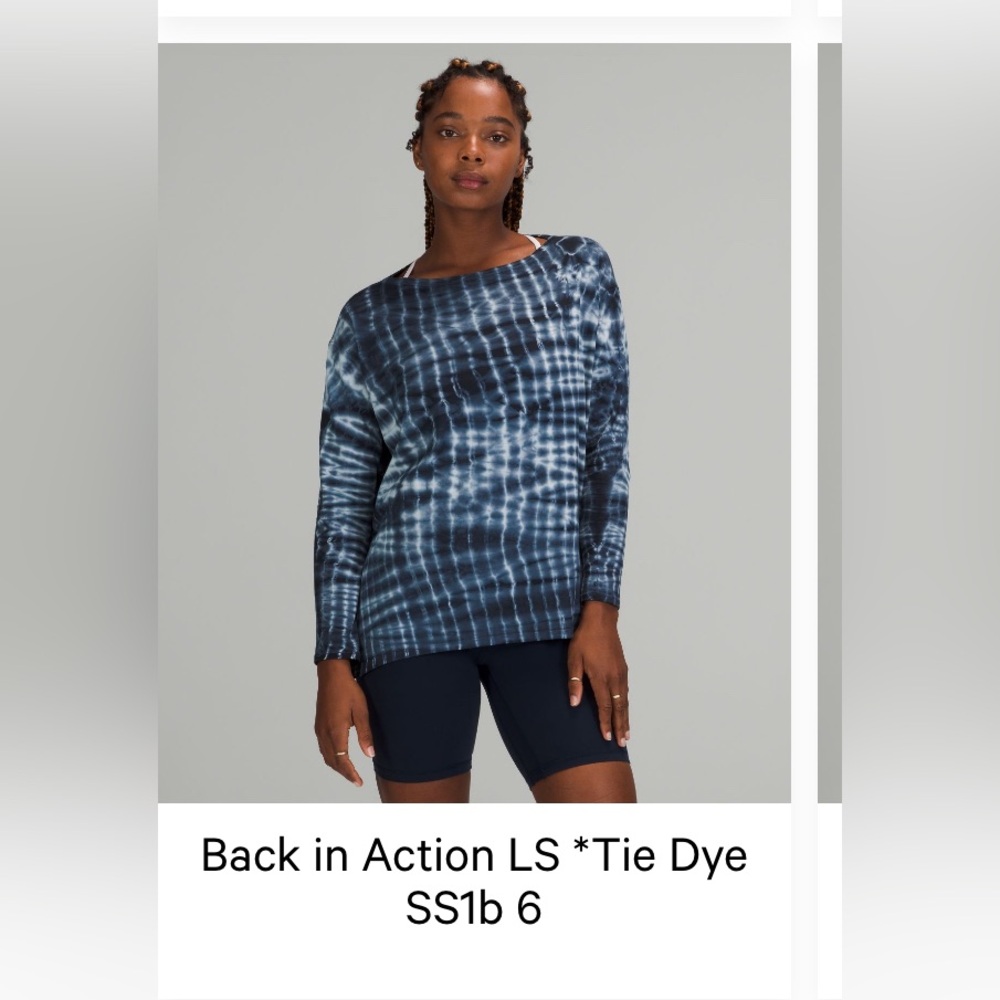 Lululemon navy blue and White Tie-Dye Long Sleeve
